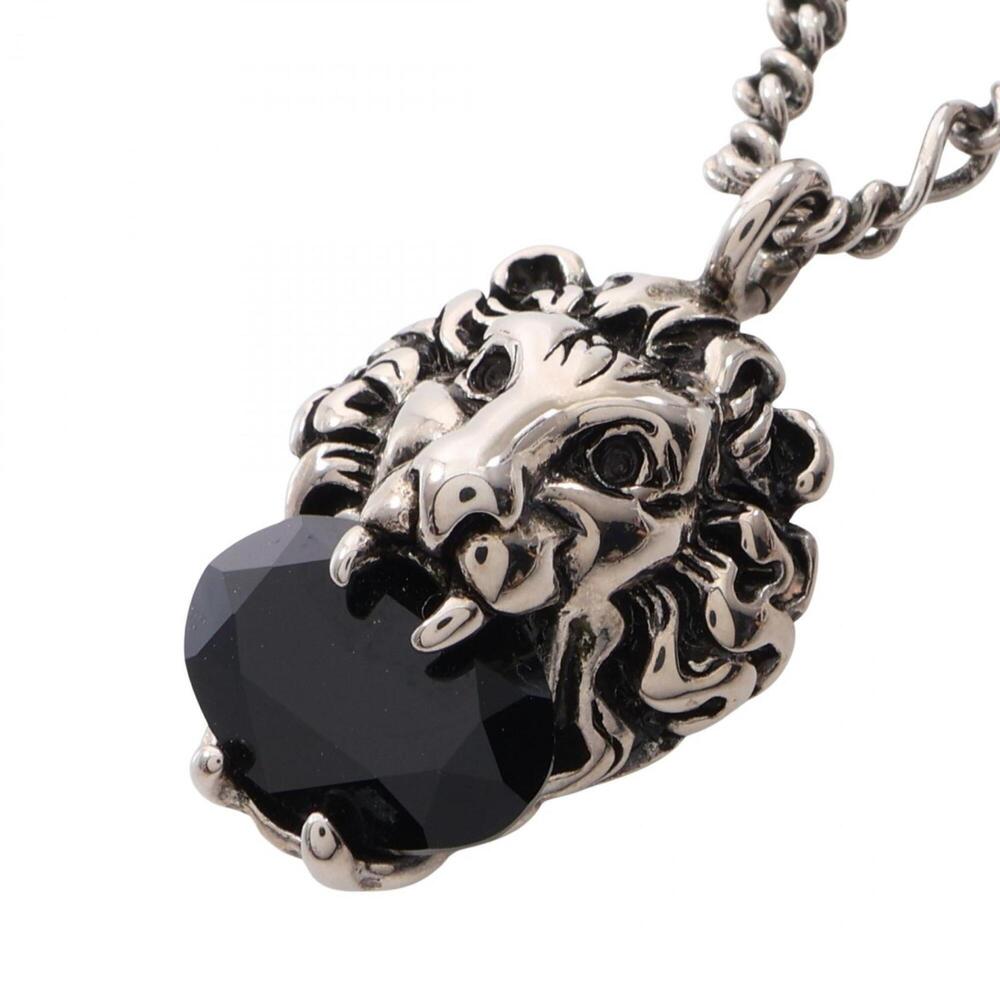Gucci Lion Head Necklace, Jewelry, Metal, Glass, Women's, Silver/Black